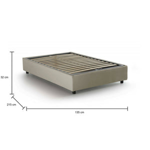 Letto piazza e mezza Andla, Letto contenitore con rivestimento in tessuto, Made in Italy, Apertura frontale, adatto per materasso cm 120x200, Beige