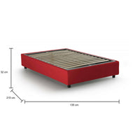 Letto piazza e mezza Andla, Letto contenitore con rivestimento in tessuto, Made in Italy, Apertura frontale, adatto per materasso cm 120x200, Rosso