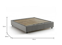 Letto matrimoniale Attilino, Letto contenitore con rivestimento in tessuto, Made in Italy, Apertura frontale, adatto per materasso cm 140x190, Grigio