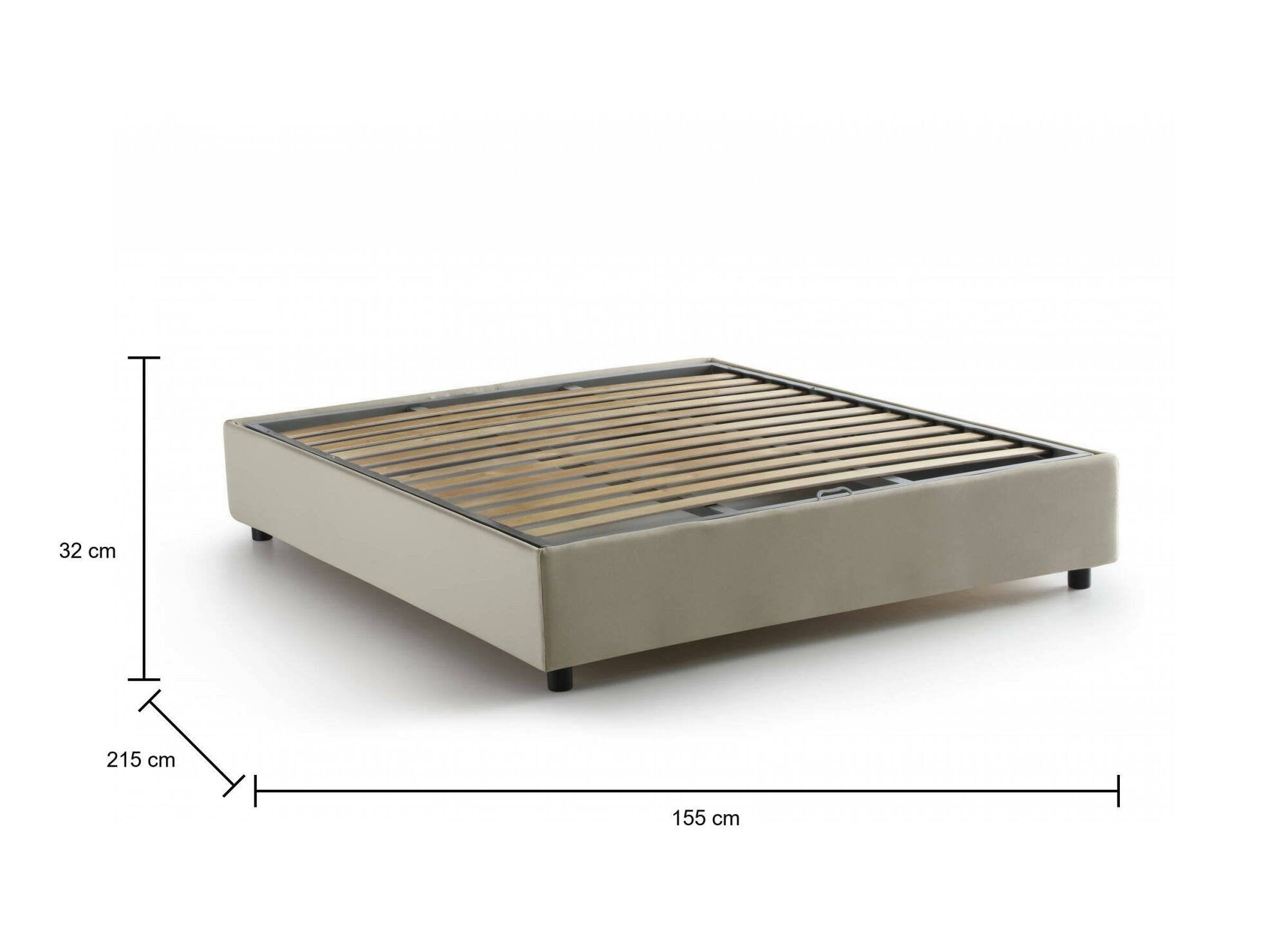 Letto matrimoniale Arvic, Letto contenitore con rivestimento in tessuto, Made in Italy, Apertura frontale, adatto per materasso cm 140x200, Beige