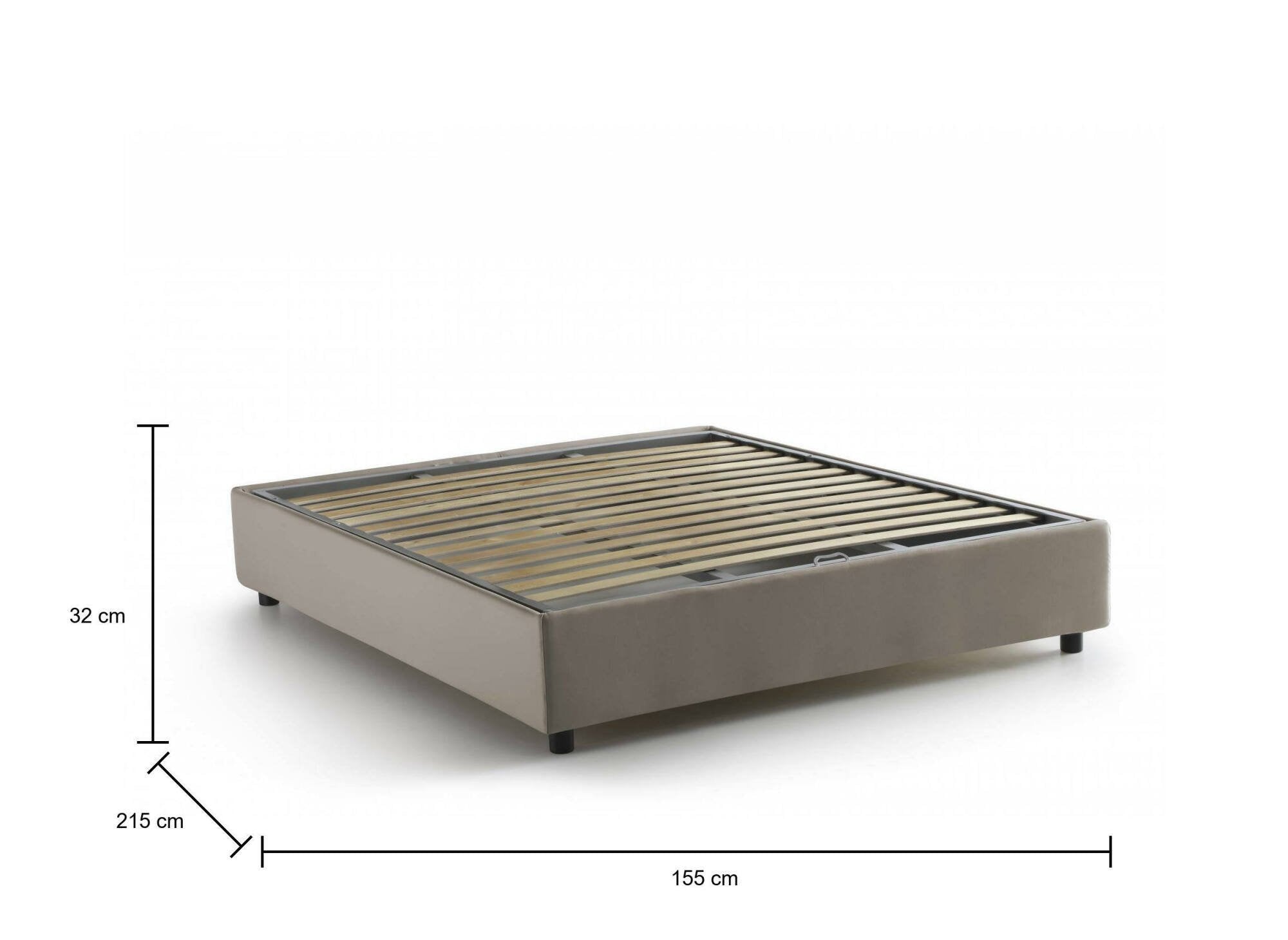 Letto matrimoniale Arvic, Letto contenitore con rivestimento in tessuto, Made in Italy, Apertura frontale, adatto per materasso cm 140x200, Tortora