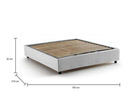 Letto matrimoniale Arvic, Letto contenitore con rivestimento in tessuto, Made in Italy, Apertura frontale, adatto per materasso cm 140x200, Bianco