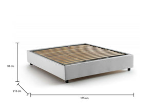 Letto matrimoniale Arvic, Letto contenitore con rivestimento in tessuto, Made in Italy, Apertura frontale, adatto per materasso cm 140x200, Bianco