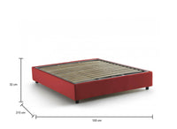 Letto matrimoniale Arvic, Letto contenitore con rivestimento in tessuto, Made in Italy, Apertura frontale, adatto per materasso cm 140x200, Rosso