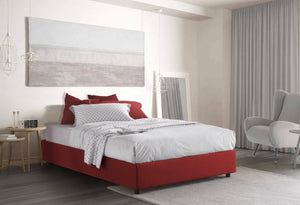 Letto matrimoniale Arvic, Letto contenitore con rivestimento in tessuto, Made in Italy, Apertura frontale, adatto per materasso cm 140x200, Rosso