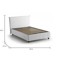 Letto piazza e mezza Anissa, Letto contenitore con rivestimento in tessuto, Made in Italy, Apertura frontale, adatto per materasso cm 120x200, Bianco