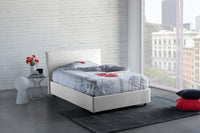 Letto piazza e mezza Anissa, Letto contenitore con rivestimento in tessuto, Made in Italy, Apertura frontale, adatto per materasso cm 120x200, Bianco
