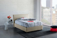 Letto piazza e mezza Anissa, Letto contenitore con rivestimento in tessuto, Made in Italy, Apertura frontale, adatto per materasso cm 120x200, Beige