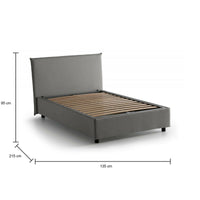 Letto piazza e mezza Anissa, Letto contenitore con rivestimento in tessuto, Made in Italy, Apertura frontale, adatto per materasso cm 120x200, Grigio