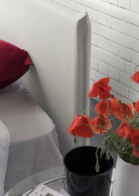 Letto matrimoniale Angelic, Letto contenitore con rivestimento in tessuto, Made in Italy, Apertura frontale, adatto per materasso cm 140x190, Bianco