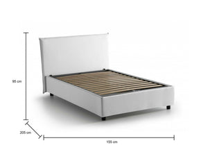 Letto matrimoniale Angelic, Letto contenitore con rivestimento in tessuto, Made in Italy, Apertura frontale, adatto per materasso cm 140x190, Bianco