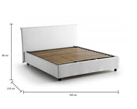 Letto matrimoniale Alvacus, Letto contenitore con rivestimento in tessuto, Made in Italy, Apertura frontale, adatto per materasso cm 140x200, Bianco
