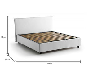 Letto matrimoniale Alvacus, Letto contenitore con rivestimento in tessuto, Made in Italy, Apertura frontale, adatto per materasso cm 140x200, Bianco