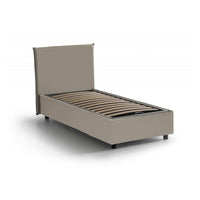 Letto singolo ArtemisiaI, Letto contenitore con rivestimento in ecopelle, Made in Italy, Apertura frontale, adatto per materasso cm 90x200, Tortora