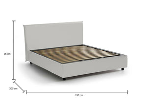 Letto matrimoniale Africa, Letto contenitore con rivestimento in ecopelle, Made in Italy, Apertura frontale, adatto per materasso cm 140x190, Bianco