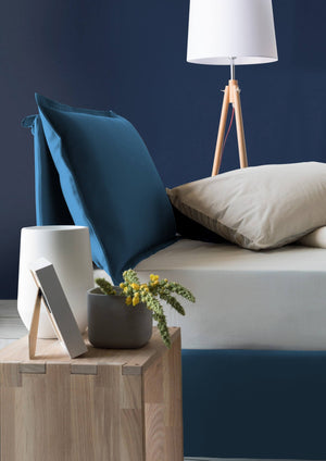 Letto singolo Abroghat, Letto contenitore con rivestimento in tessuto, Made in Italy, Apertura frontale, adatto per materasso cm 90x200, Blu