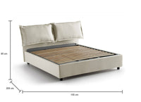 Letto matrimoniale Askari, Letto contenitore con rivestimento in tessuto, Made in Italy, Apertura frontale, adatto per materasso cm 140x190, Beige