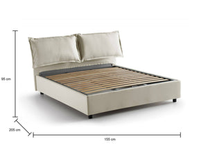 Letto matrimoniale Askari, Letto contenitore con rivestimento in tessuto, Made in Italy, Apertura frontale, adatto per materasso cm 140x190, Beige