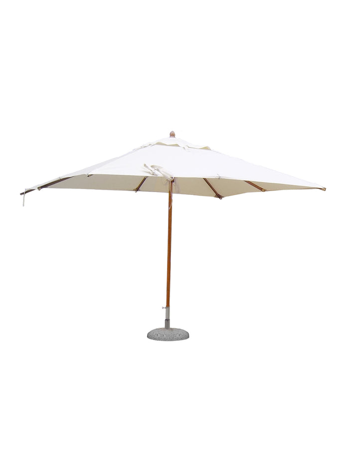 Ombrellone a palo centrale 60 in legno, telo color ecrù, cm 250 x 350 palo cm 60