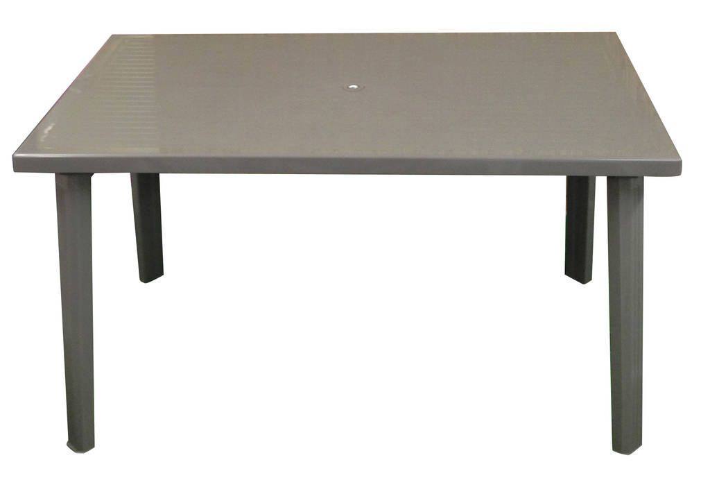 Tavolo rettangolare in plastica, colore taupe, cm 130x 75 x h72