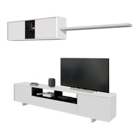Parete attrezzata Angora, Mobile da soggiorno porta TV, Composizione set salotto, Set salotto con pensile, cm 260x41h46, Rovere