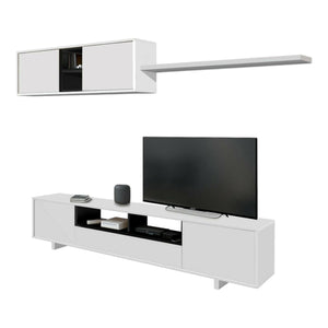 Parete attrezzata Angora, Mobile da soggiorno porta TV, Composizione set salotto, Set salotto con pensile, cm 260x41h46, Rovere