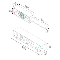 Parete attrezzata Angora, Mobile da soggiorno porta TV, Composizione set salotto, Set salotto con pensile, cm 260x41h46, Rovere