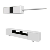 Parete attrezzata Angora, Mobile da soggiorno porta TV, Composizione set salotto, Set salotto con pensile, cm 260x41h46, Rovere