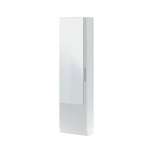 Scarpiera Euro, Armadio portascarpe alta a 1 anta, Mobile portascarpe moderno, Armadio da ingresso con specchio, cm 50x22h180, Bianco