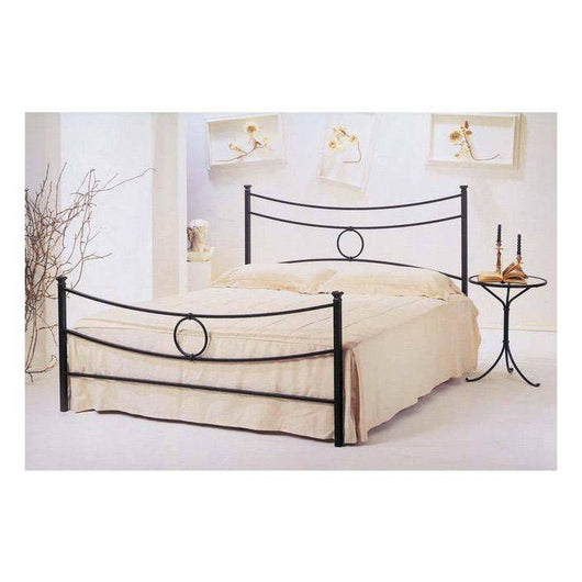 Letto matrimoniale 0, Struttura per letto in ferro battuto, Letto moderno dalle linee semplici, adatto per materasso 160x190 Cm, Nero grafite