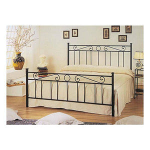 Letto matrimoniale 0, Struttura per letto in ferro battuto, Letto moderno dalle linee semplici, adatto per materasso 160x190 Cm, Nero grafite