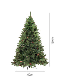 Albero di Natale Camden, Albero artificiale extra folto, Albero effetto reale in PVC con Pigne incluse, 468 rami, Altezza cm 150