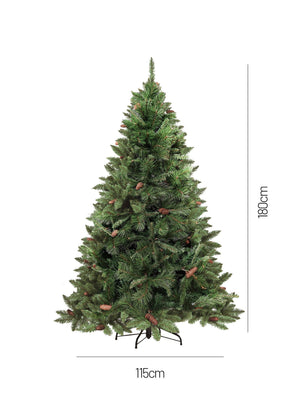 Albero di Natale Camden, Albero artificiale extra folto, Albero effetto reale in PVC con Pigne incluse, 668 rami, Altezza cm 180