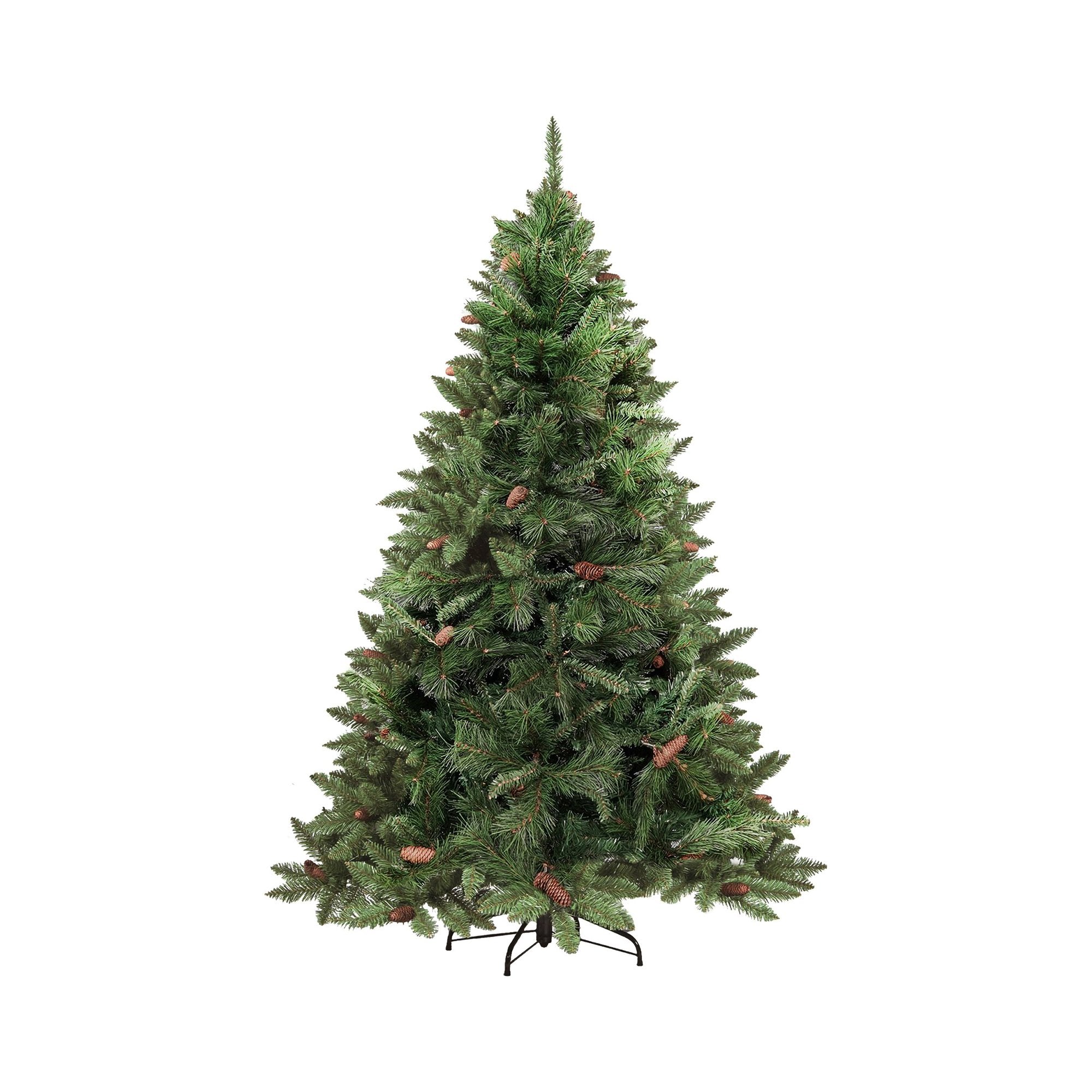Albero di Natale Camden, Albero artificiale extra folto, Albero effetto reale in PVC con Pigne incluse, 668 rami, Altezza cm 180