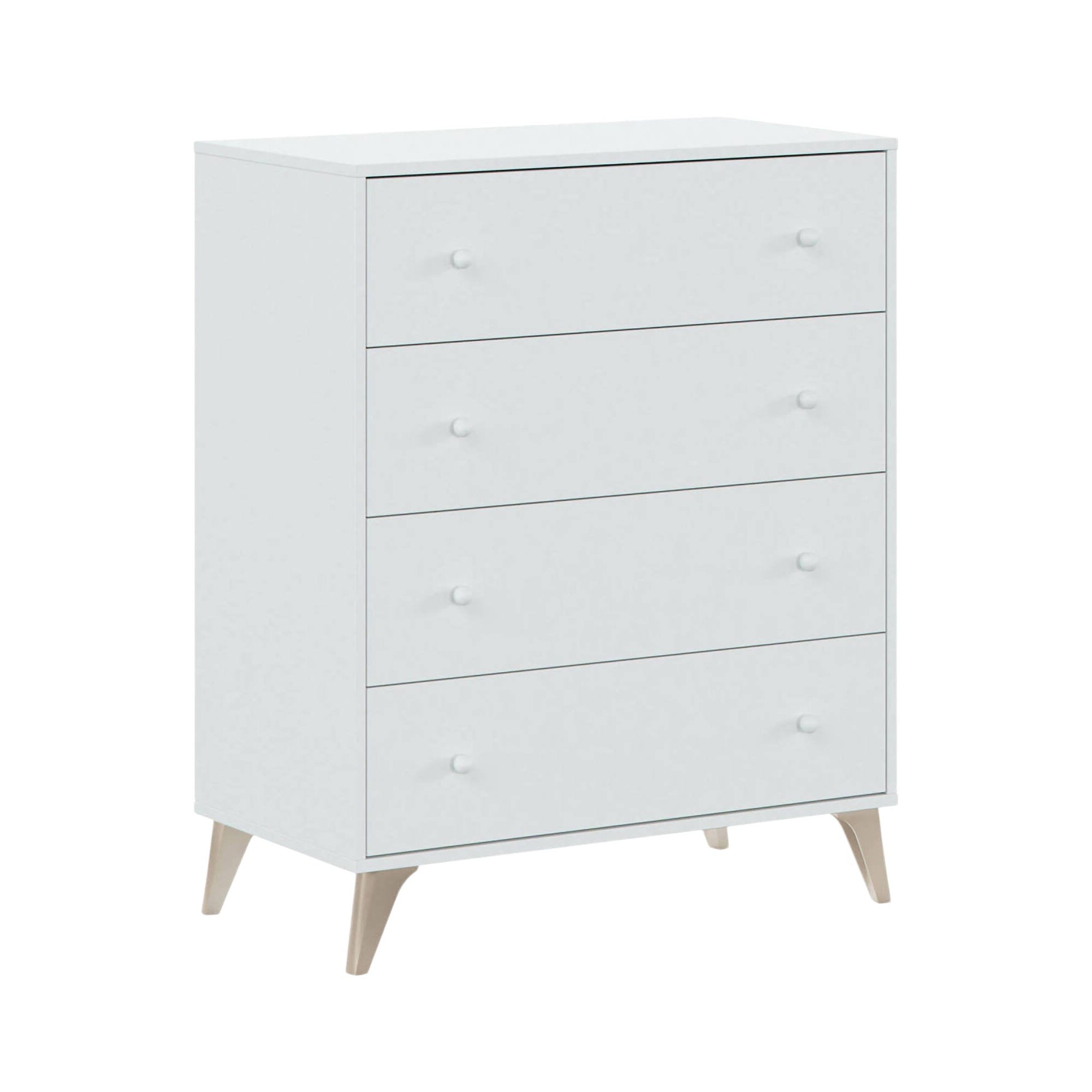 Cassettiera Aquilea, Settimanale a 4 cassetti, Mobile ComÒ² per camera da letto, ComÒ² moderno, cm 78x40h95, Bianco