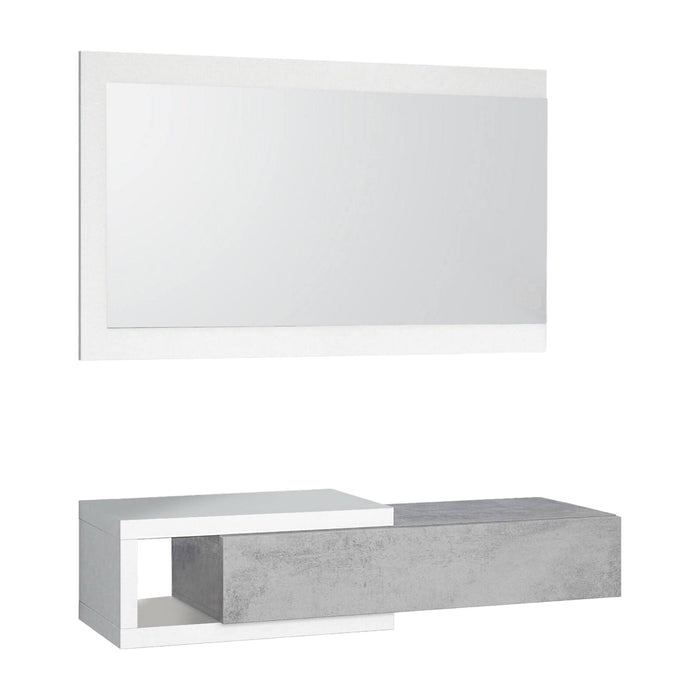 Arty, Mobile da Ingresso Specchio Incluso, 95x26x19h cm Bianco