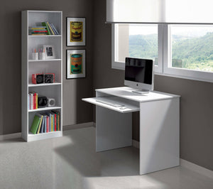 Libreria Artico, Mobile portalibri alta a 5 ripiani, Scaffale da ufficio o cameretta, Scaffale moderno con scomparti, cm 52x25h80, Bianco