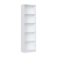 Libreria Artico, Mobile portalibri alta a 5 ripiani, Scaffale da ufficio o cameretta, Scaffale moderno con scomparti, cm 52x25h80, Bianco