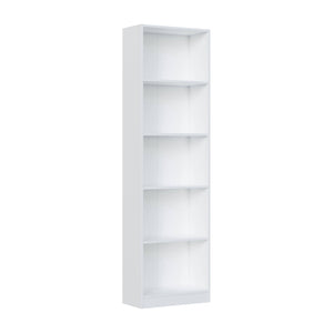 Libreria Artico, Mobile portalibri alta a 5 ripiani, Scaffale da ufficio o cameretta, Scaffale moderno con scomparti, cm 52x25h80, Bianco