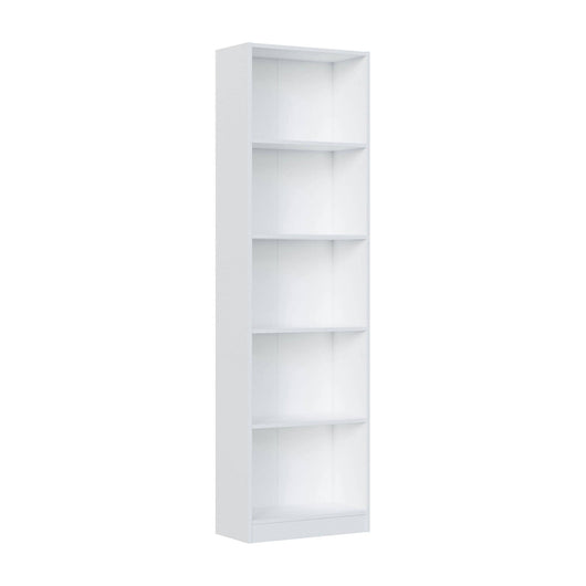 Libreria Artico, Mobile portalibri alta a 5 ripiani, Scaffale da ufficio o cameretta, Scaffale moderno con scomparti, cm 52x25h80, Bianco