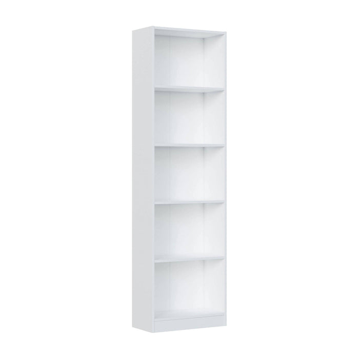 Libreria Artico, Mobile portalibri alta a 5 ripiani, Scaffale da ufficio o cameretta, Scaffale moderno con scomparti, cm 52x25h80, Bianco