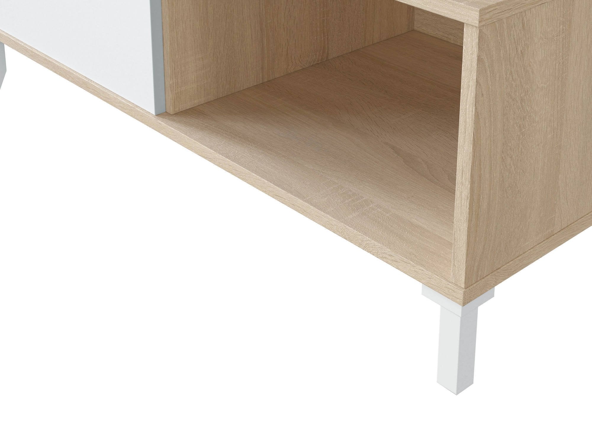 Tavolino da salotto Axinia, Tavolino da caffÒ¨, Tavolo basso da soggiorno, cm 100x50h40, Rovere e Bianco