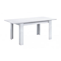 Tavolo allungabile Abudula, Tavolo per sala da pranzo allungabile, Tavolo da pranzo estensibile con allunga, cm 140/190x90h78, Bianco