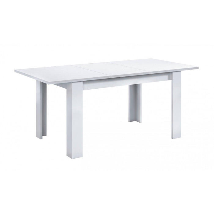 Tavolo allungabile Abudula, Tavolo per sala da pranzo allungabile, Tavolo da pranzo estensibile con allunga, cm 140/190x90h78, Bianco