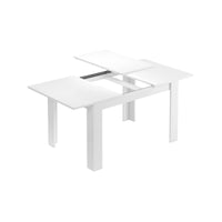 Tavolo allungabile Abudula, Tavolo per sala da pranzo allungabile, Tavolo da pranzo estensibile con allunga, cm 140/190x90h78, Bianco