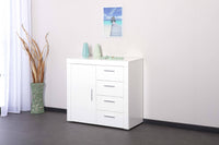 Madia Dlangasqu, Credenza 4 Cassetti, 94x86x40h cm Bianco