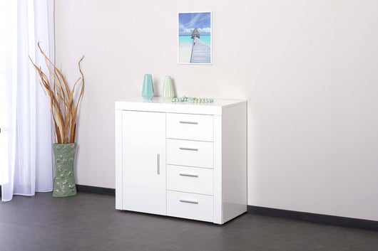 Madia Dlangasqu, Credenza 4 Cassetti, 94x86x40h cm Bianco