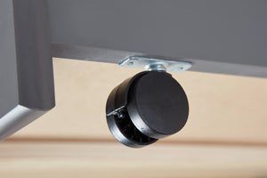 Letto con cassetti contenitore e secondo letto inferiore a Dmewi, in pino massello tinto grigio, cm 98x205x63, reti escluse