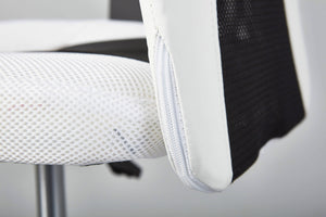 Poltrona ufficio con Dbarkle, regolabile in altezza, color bianco e nero, cm 55x54.5x85-95