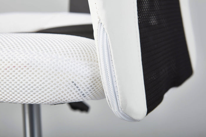 Poltrona ufficio con Dbarkle, regolabile in altezza, color bianco e nero, cm 55x54.5x85-95